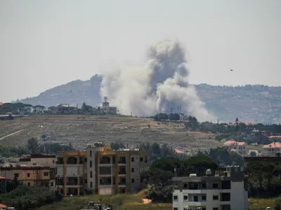 Smoke billows from southern Lebanon, following Israeli strikes, as seen from Nabatieh, Lebanon, June 8, 2026. REUTERS/Stringer
