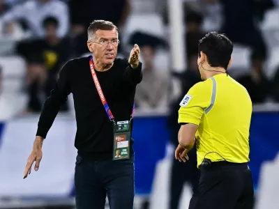 Uzbekistan national team head coach Srecko Katanec reacts during the FIFA World Cup 2026 AFC Asian Qualifiers third round group A match between Qatar and Uzbekistan at Jassim Bin Hamad Stadium in Doha, Qatar, on November 14, 2024.Qatar v Uzbekistan - 2026 FIFA World Cup Qualifier, Doha - 15 Nov 2024,Image: 934675551, License: Rights-managed, Restrictions: RESTRICTED TO EDITORIAL USE, Model Release: no 