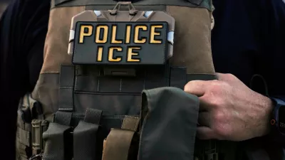 FILE - A U.S. Immigration and Customs Enforcement agent is seen in Park Ridge, Ill., Sept. 19, 2025. (AP Photo/Erin Hooley, File)