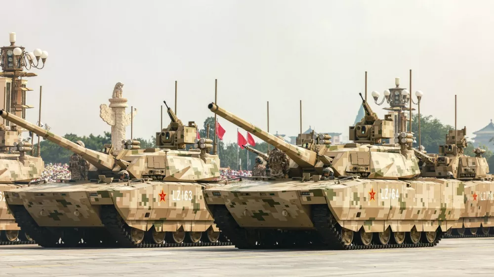BEIJING, CHINA - SEPTEMBER 03: Type-100 tanks of the ground assault formation are reviewed during the V-Day military parade on September 3, 2025 in Beijing, China. China unveiled its land-, sea-, and air-based strategic forces as the nuclear triad for the first time in Wednesday s V-Day military parade during a grand gathering to commemorate the 80th anniversary of the victory in the Chinese People s War of Resistance against Japanese Aggression and the World Anti-Fascist War. Copyright: xVCGx 111588609440,Image: 1033834362, License: Rights-managed, Restrictions: imago is entitled to issue a simple usage license at the time of provision. Personality and trademark rights as well as copyright laws regarding art-works shown must be observed. Commercial use at your own risk.;PUBLICATIONxNOTxINxCHN, Model Release: no 