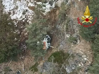 Helikopter, nesreča, Lago Maggiore. Foto: Gasilci