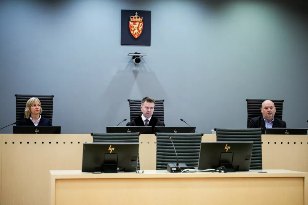 Administrator, Jon Sverdrup Efjestad, in court during the sentencing in the case against Marius Borg Hoiby who was sentenced to four years in prison. Stian Lysberg Solum/NTB/via REUTERS  ATTENTION EDITORS - THIS IMAGE WAS PROVIDED BY A THIRD PARTY. NORWAY OUT. NO COMMERCIAL OR EDITORIAL SALES IN NORWAY.