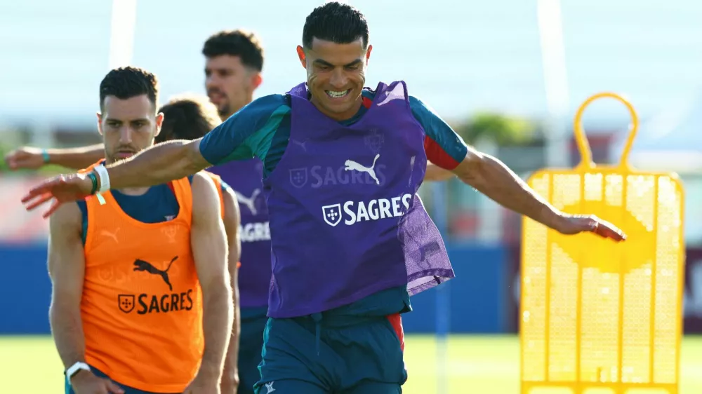 Soccer Football - FIFA World Cup 2026 - Portugal Training - The Gardens North County District Park, Palm Beach Gardens, Florida, U.S. - June 13, 2026 Portugal's Cristiano Ronaldo during training REUTERS/Marco Bello