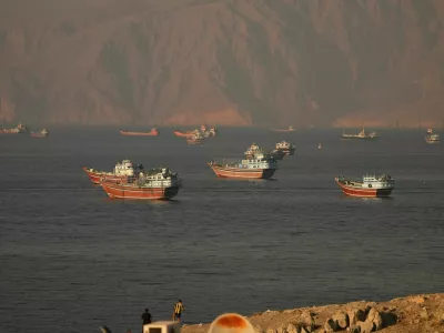 Vessels at the Strait of Hormuz, as seen from Musandam, Oman, June 15, 2026. REUTERS/Stringer