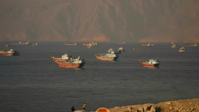 Vessels at the Strait of Hormuz, as seen from Musandam, Oman, June 15, 2026. REUTERS/Stringer