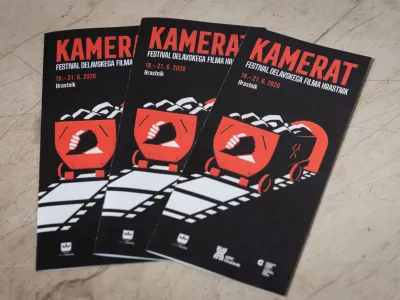 Ljubljana, Kinodvor.Druzenje z mediji pred zacetkom festivala delavskega filma Kamerat.