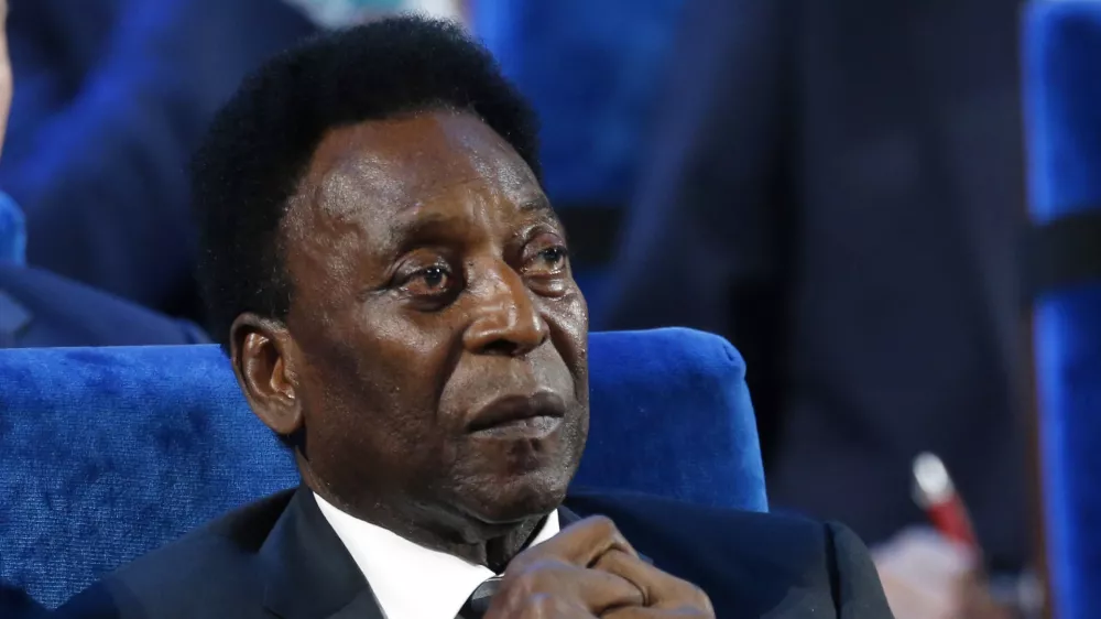 FILE - Brazilian Pele attends the 2018 soccer World Cup draw at the Kremlin in Moscow, Dec. 1, 2017. Pele was hospitalized once more in Sao Paulo to continue his colon tumor treatment. Hospital Albert Einstein said in a statement on Wednesday, Dec. 8, 2021, that the 81-year-old soccer legend is &acirc;&euro;śstable and expected to be released in the next few days.&acirc;&euro;ť (AP Photo/Alexander Zemlianichenko, File)