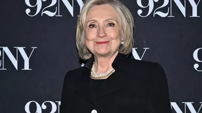 Secretary Hillary Rodham Clinton poses before taping an episode of The New Yorker Radio Hour at The 92nd Street Y on Monday, June 15, 2026, in New York. (Photo by Evan Agostini/Invision/AP)