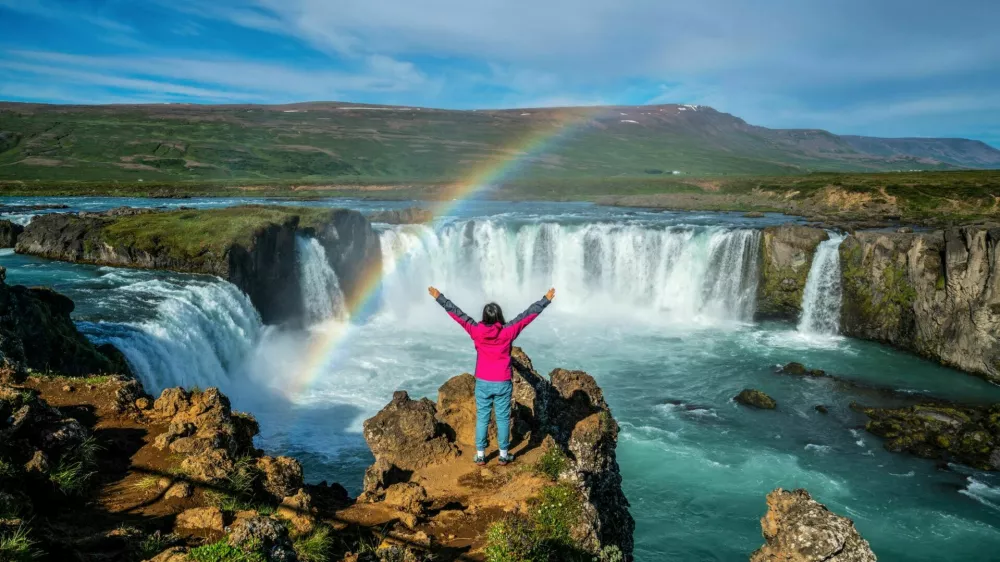 The Godafoss (Icelandic: waterfall of the gods) is a famous waterfall in Iceland. The breathtaking landscape of Godafoss waterfall attracts tourist to visit the Northeastern Region of Iceland.