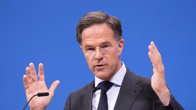 NATO Secretary General Mark Rutte speaks during a pre-ministerial media conference at NATO headquarters in Brussels, Wednesday, June 17, 2026. (AP Photo/Omar Havana)