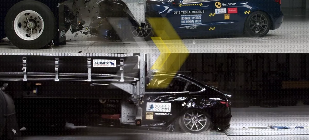 Avtomobil lahko pri trčenju v zadek tovornega vozila podenj dobesedno posesa. / Foto: Euroncap