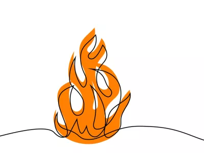 Continuous line flame icon in color. A simple line drawing of a burning fire with color in a minimalist style on a white background. Vector illustration / Foto: Polcreate Getty Images