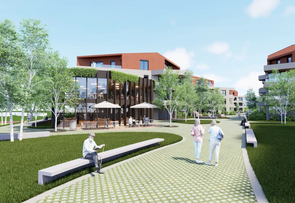 Projekt predvideva izgradnjo 226 stanovanj za starej&scaron;e ter spremljajoče skupne programe, med drugim center aktivnosti, namenjen druženju in vključevanju stanovalcev v lokalno skupnost. F Volgemut Arhitekti