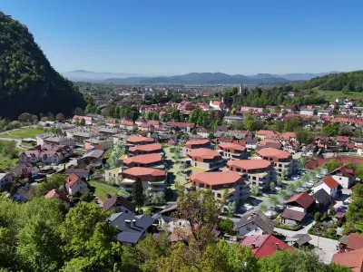 Nova soseska v Mekinjah bo sestavljena iz desetih stavbnih volumnov različnih velikosti. F Volgemut Arhitekti