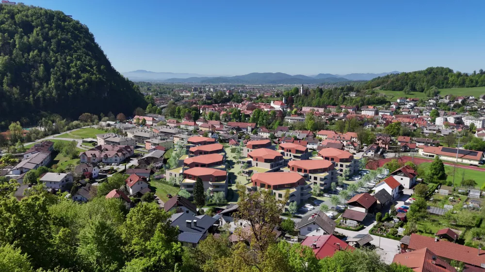 Nova soseska v Mekinjah bo sestavljena iz desetih stavbnih volumnov različnih velikosti. F Volgemut Arhitekti