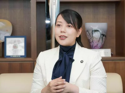 Shoko Kawata, mayor of Yawata, Kyoto Prefecture, speaks to reporters in Yawata, Kyoto Prefecture, Thursday, May 21, 2026. Kawata, 35, said she will take maternity leave from this summer, making her what the city believes will be Japan's first sitting mayor to do so.,Image: 1103572947, License: Rights-managed, Restrictions:, Model Release: no 