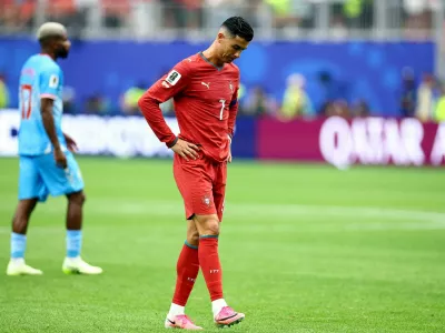 Soccer Football - FIFA World Cup 2026 - Group K - Portugal v DR Congo - Houston Stadium, Houston, Texas, U.S. - June 17, 2026 Portugal's Cristiano Ronaldo looks dejected after the match REUTERS/Phil Noble