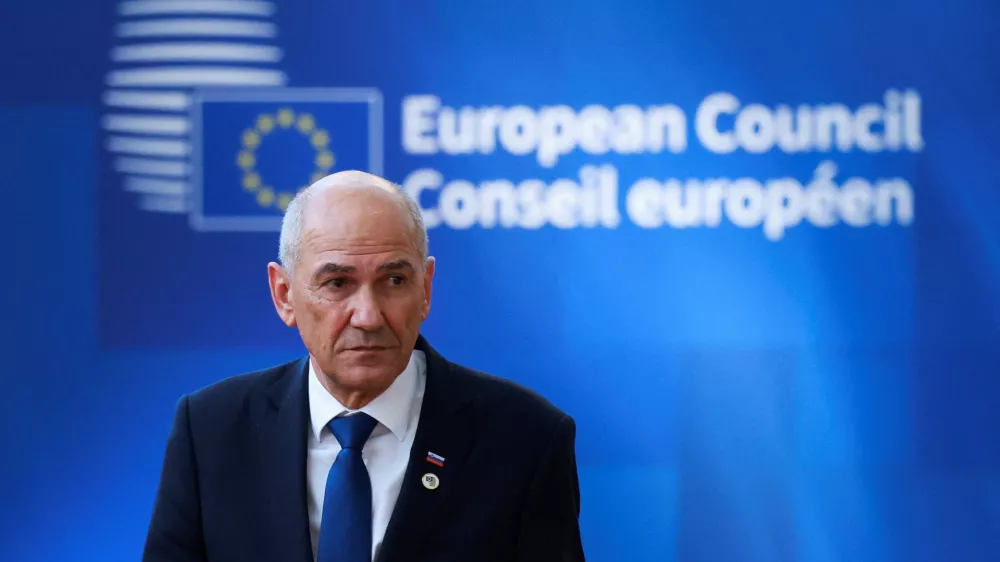 Slovenia's Prime Minister Janez Jansa arrives at a European Union leaders summit in Brussels, Belgium, June 18, 2026. REUTERS/Yves Herman