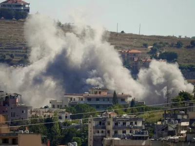 Smoke billows from southern Lebanon following an Israeli strike, as seen from Nabatieh, southern Lebanon, June 19, 2026. REUTERS/Stringer