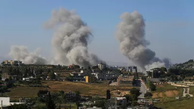 Smoke billows from southern Lebanon following an Israeli strike, as seen from Nabatieh, Lebanon, June 20, 2026. REUTERS/Stringer