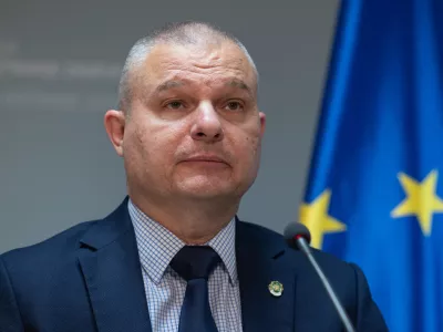 Ljubljana, MNZ.Direktor Nacionalnega preiskovalnega urada (NPU) Darko Muzenic je dal izjavo za medije glede prijetih osumljencev v Sarajevu v povezavi z umorom, ki se je zgodil 29. novembra v Ljubljani.Foto: Bor Slana