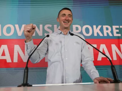 17.04.2024., Zagreb - Docek izbornih rezultata za Hrvatski saboru u stozeru Domovinskog pokreta, Prava i pravde, Bloka za Hrvatsku (BLOK) i Agramera - Nezavisne liste u hotelu International. Ivan Penava Photo: Robert Anic/PIXSELL