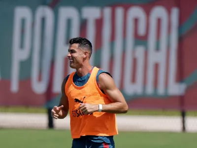 Soccer Football - FIFA World Cup 2026 - Portugal Training - The Gardens North County District Park, Palm Beach Gardens, Florida, U.S. - June 20, 2026 Portugal's Cristiano Ronaldo during training REUTERS/Amanda Perobelli