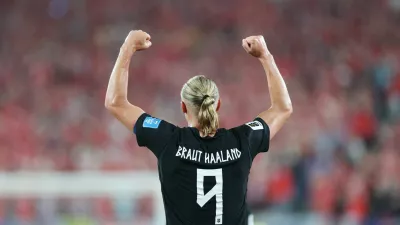 Soccer Football - FIFA World Cup 2026 - Group I - Norway v Senegal - New York/New Jersey Stadium, East Rutherford, New Jersey, U.S. - June 22, 2026 Norway's Erling Haaland celebrates scoring their third goal IMAGN IMAGES via Reuters/Vincent Carchietta