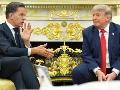President Donald Trump meets with NATO Secretary General Mark Rutte in the Oval Office at the White House, Wednesday, June 24, 2026, in Washington. (AP Photo/Jacquelyn Martin)