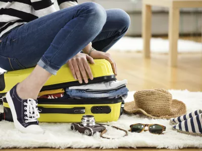 Preparation travel suitcase at home