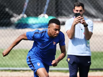 Soccer Football - FIFA World Cup 2026 - France Training - Bentley University, Boston, Massachusetts, U.S. - June 25, 2026 France's Kylian Mbappe during training IMAGN IMAGES via Reuters/Winslow Townson