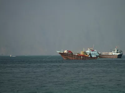 Vessels at the Strait of Hormuz, as seen from Musandam, Oman, June 26, 2026. REUTERS/Stringer