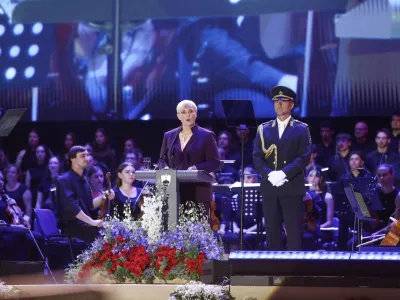Nata&scaron;a Pirc Musar24.6.2026 - proslava dan državnosti 2026 - državna slovesnost ob 35. obletnici razglasitve samostojnosti in neodvisnosti RS, slavnostna govornika bosta predsednica republike Nata&scaron;a Pirc Musar in predsednik vlade Janez Jan&scaron;a; Trg republikeFoto: Luka Cjuha