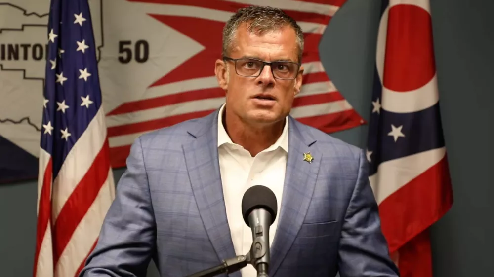 This image taken from video released by the Office of Ohio Attorney General Andy Wilson shows Wilson speaks during a press conference Tuesday, June 30, 2026. (Office of Ohio Attorney General Andy Wilson via AP)