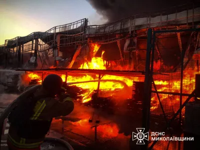 A firefighter works at the site of a mall holding household products hit during an overnight Russian drone strikes in the town of Snihurivka, amid Russia's attack on Ukraine, in Mykolaiv region, Ukraine July 1, 2026. Press service of the State Emergency Service of Ukraine in Mykolaiv region/Handout via REUTERS ATTENTION EDITORS - THIS IMAGE HAS BEEN SUPPLIED BY A THIRD PARTY. DO NOT OBSCURE LOGO.