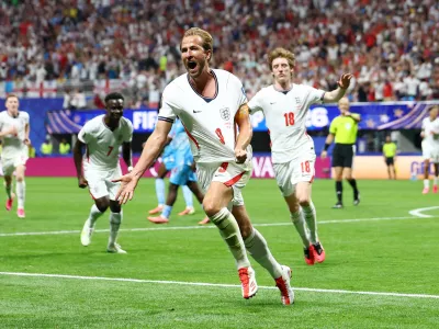 Soccer Football - FIFA World Cup 2026 - Round of 32 - England v DR Congo - Atlanta Stadium, Atlanta, Georgia, U.S. - July 1, 2026 England's Harry Kane celebrates scoring their second goal REUTERS/Claudia Greco