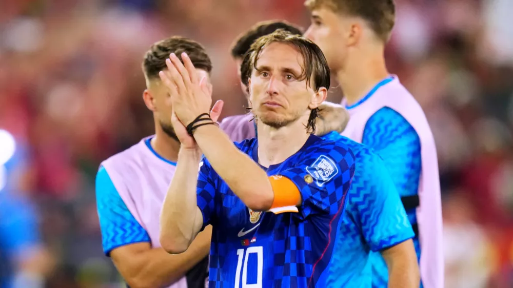 Croatia's Luka Modric (10) acknowledges supporters after losing to Portugal in the World Cup round of 32 soccer match between Portugal and Croatia in Toronto, Thursday, July 2, 2026. (Chris Young/The Canadian Press via AP)