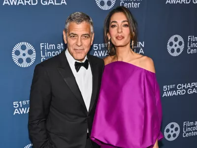 George Clooney, left, and Amal Clooney attend the 51st annual Chaplin Award Gala, honoring George Clooney, at Alice Tully Hall on Monday, April 27, 2026, in New York. (Photo by Evan Agostini/Invision/AP)