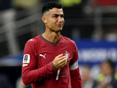 Soccer Football - FIFA World Cup 2026 - Round of 16 - Portugal v Spain - Dallas Stadium, Arlington, Texas, U.S. - July 6, 2026 Portugal's Cristiano Ronaldo looks dejected after the match as Portugal are eliminated from the World Cup IMAGN IMAGES via Reuters/Jerome Miron