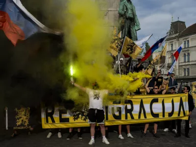 patrioti migranti fa&scaron;izem neonacisti neonacizem migracije desnica desničarji 7.07.2026 Generacija Identitete - Identitarci - pohod za domoljubje - protest proti migrantom - migranti - domoljubi Foto: Nik Erik Neubauer