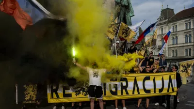 patrioti migranti fašizem neonacisti neonacizem migracije desnica desničarji 7.07.2026 Generacija Identitete - Identitarci - pohod za domoljubje - protest proti migrantom - migranti - domoljubi Foto: Nik Erik Neubauer