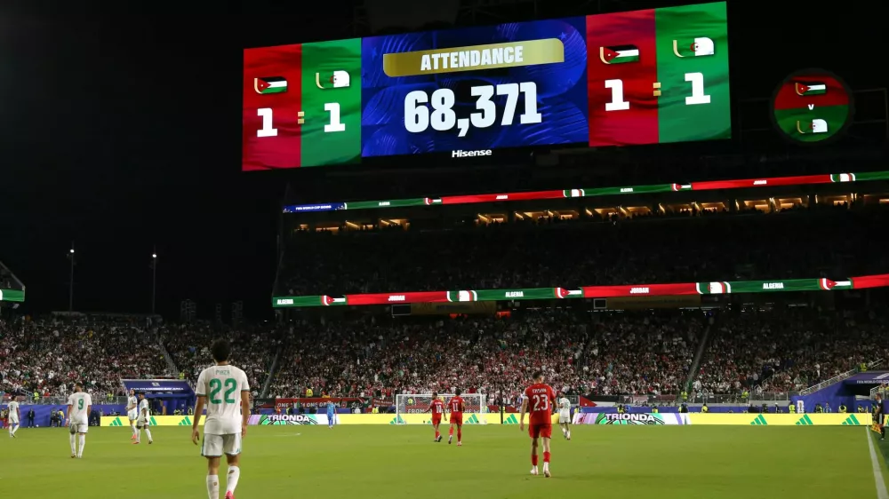 Soccer Football - FIFA World Cup 2026 - Group J - Jordan v Algeria - San Francisco Bay Area Stadium, Santa Clara, California, U.S. - June 22, 2026 General view as the match attendance is shown on the big screen during the match IMAGN IMAGES via Reuters/David Gonzales