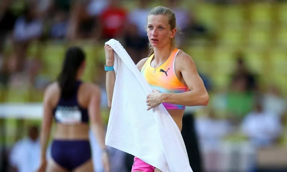 Athletics - Diamond League - Monaco - Stade Louis II, Monaco - July 10, 2026 Slovenia's Tina Sutej during the women's pole vault final REUTERS/Manon Cruz