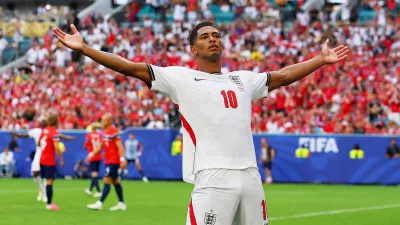 Soccer Football - FIFA World Cup 2026 - Quarter Final - Norway v England - Miami Stadium, Miami Gardens, Florida, U.S. - July 11, 2026 England's Jude Bellingham celebrates scoring their second goal REUTERS/Mike Segar   TPX IMAGES OF THE DAY
