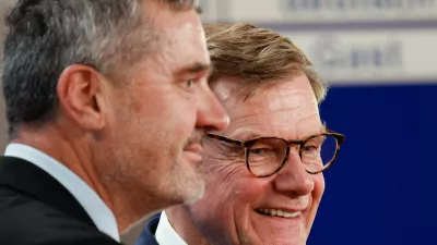 Johann Wadephul, German Minister of Foreign Affairs, and his Slovenian counterpart, Tone Kajzer, smile during a joint press conference in Berlin Friday, July 10, 2026. (Carsten Koall/dpa via AP) / Foto: Carsten Koall