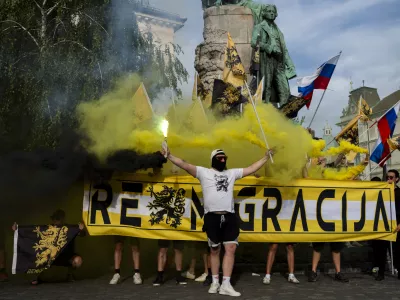patrioti migranti fa&scaron;izem neonacisti neonacizem migracije desnica desničarji 7.07.2026 Generacija Identitete - Identitarci - pohod za domoljubje - protest proti migrantom - migranti - domoljubi Foto: Nik Erik Neubauer / Foto: Nik Erik Neubauer