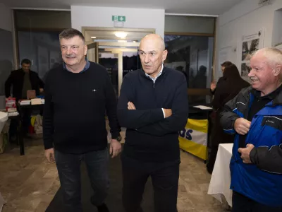 Janez Jan&scaron;aPeter VerličVOLITVE 202628.02.2026 Pogovorni večer v organizaciji SDS Koalicija z volivci - Kulutrni dom GrosupljeFOTO: Nik Erik Neubauer