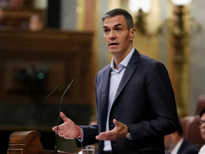 FILE PHOTO: Spain's Prime Minister Pedro Sanchez addresses parliament to respond to alleged corruption cases linked to his Socialist party, in Madrid, Spain, June 24, 2026. REUTERS/Violeta Santos Moura//File Photo