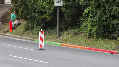 - 14.07.2026. - Narisane označbe za poplave pred podvozom Celov&scaron;ke ceste v Ljubljani.//FOTO: Bojan Velikonja