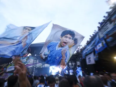 Jul 14, 2026; Atlanta, Georgia, USA; Argentina fans gather ahead of the World Cup Semi Final match against England. Mandatory Credit: Nathan Ray Seebeck-Imagn Images